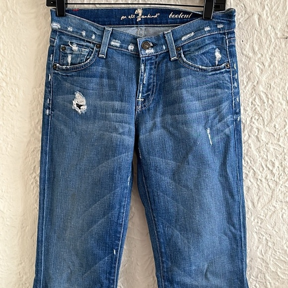 7 for all mankind Medium Wash Bootcut Distressed Jeans 26 - Picture 5 of 11